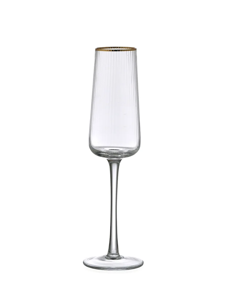 Set 6 flute in vetro bordo oro 220 ml