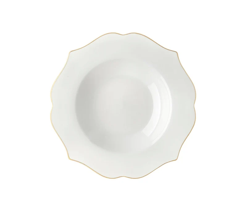 Piatto fondo a falda merletto bordo oro Ø 22 cm