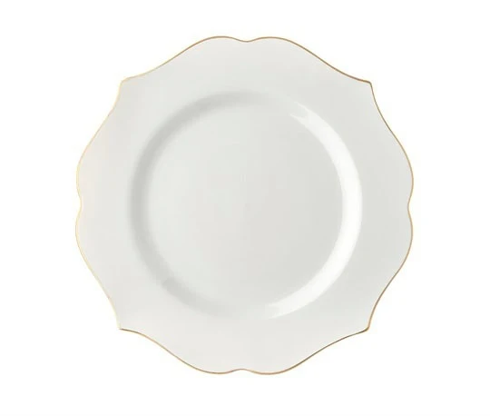 Piatto piano falda merletto bordo oro Ø 27 cm
