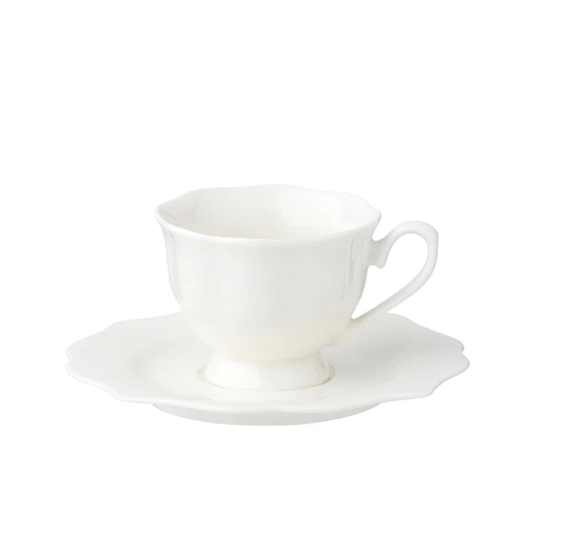 Tazza caffè c/piattino a falda merletto 100 ml