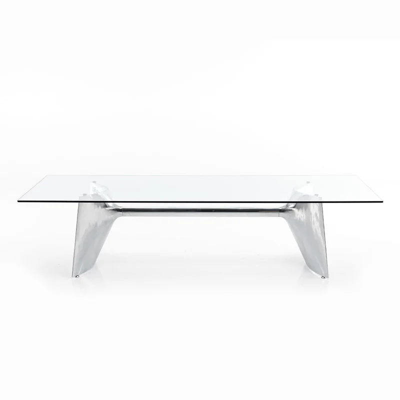 Crystal and Aluminum Table FRATINO by Jeff Miller for Baleri Italia