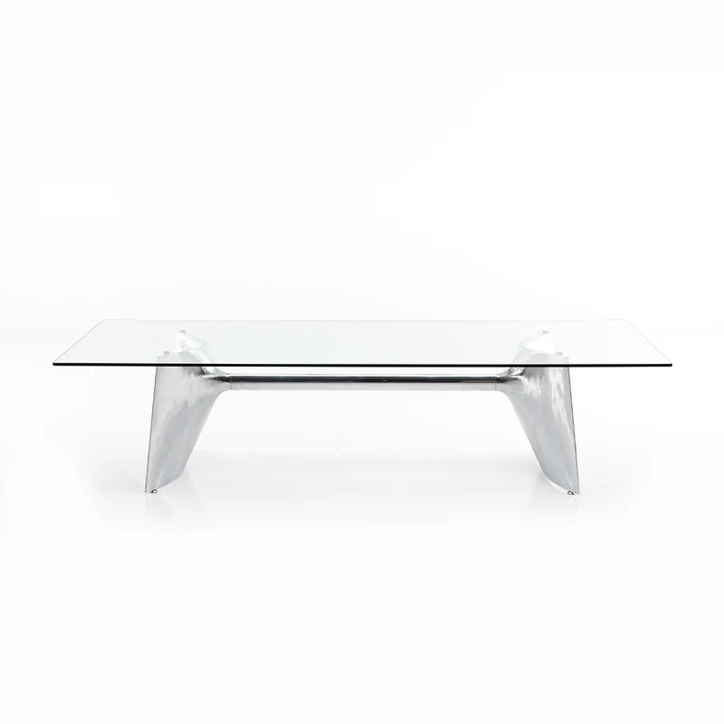 Crystal and Aluminum Table FRATINO by Jeff Miller for Baleri Italia