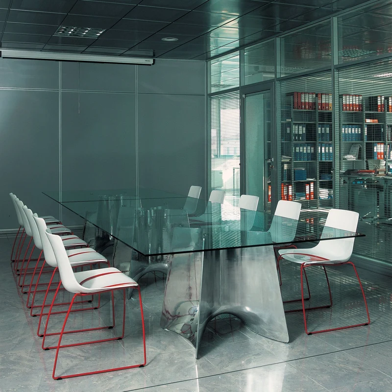 Crystal and Aluminum Table FRATINO by Jeff Miller for Baleri Italia