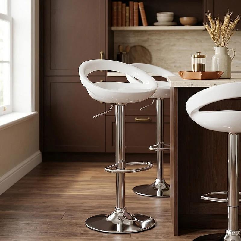 Sgabello Plastica Cromato - Crescent Bianco