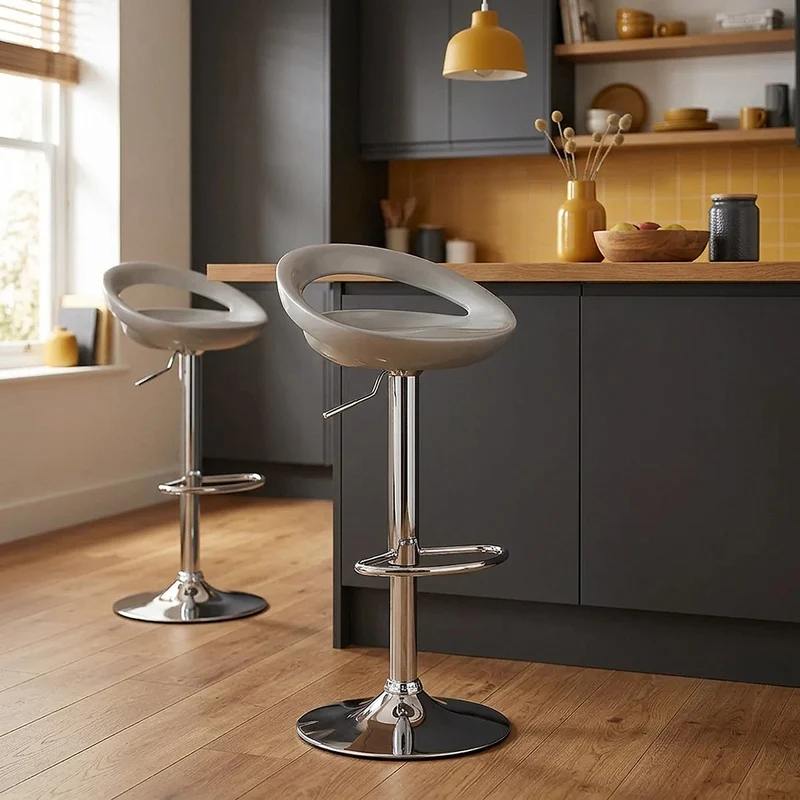 Sgabello Plastica Cromato - Crescent Grigio