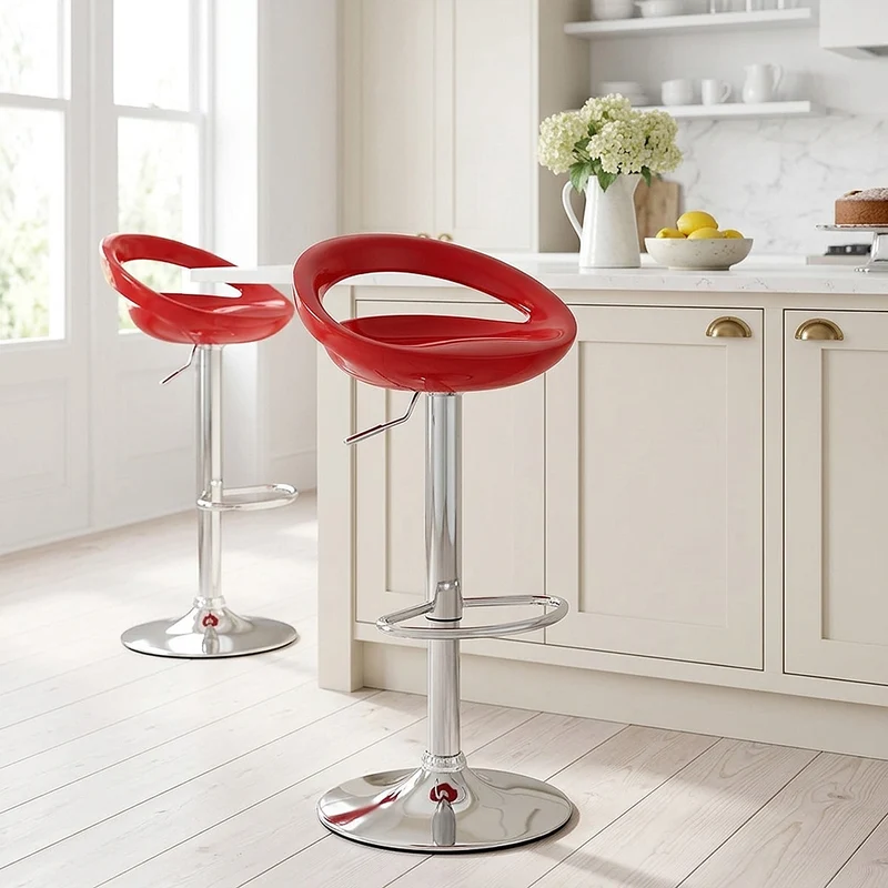 Sgabello Plastica Cromato - Crescent Rosso