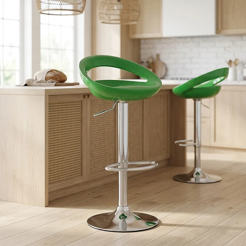 Sgabello Plastica Cromato - Crescent Verde