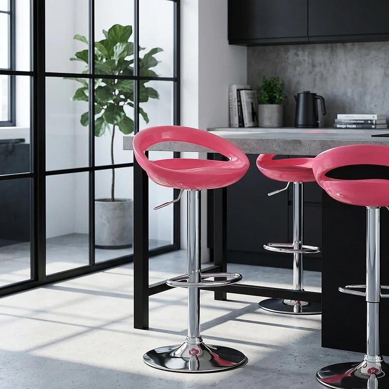 Sgabello Plastica Cromato - Crescent Rosa