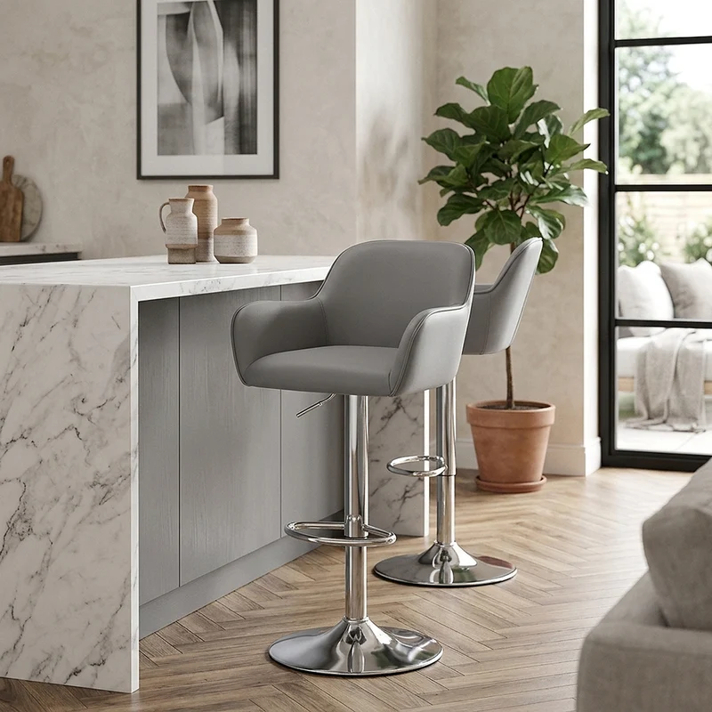 Sgabello Ecopelle Satinato - Berlin Grigio