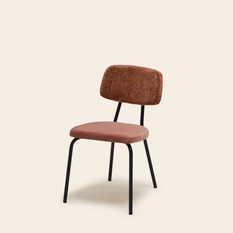 Chaise YSABEAU klark rose de pêcher caramel