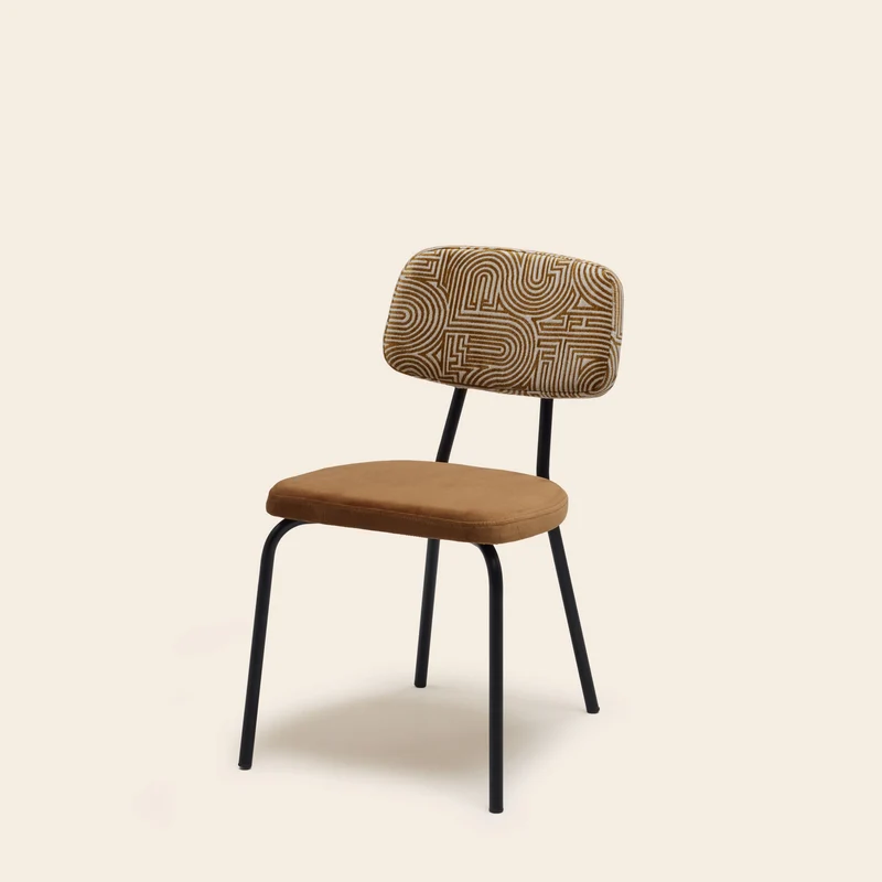 Chaise YSABEAU klark écru et moutarde doré
