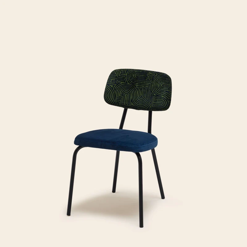 Chaise YSABEAU klark bleu nuit et vert olive