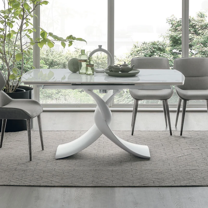 Target Point Twist Extendable Dining Table - Barrel-Shaped Porcelain Stoneware - Made in Italy