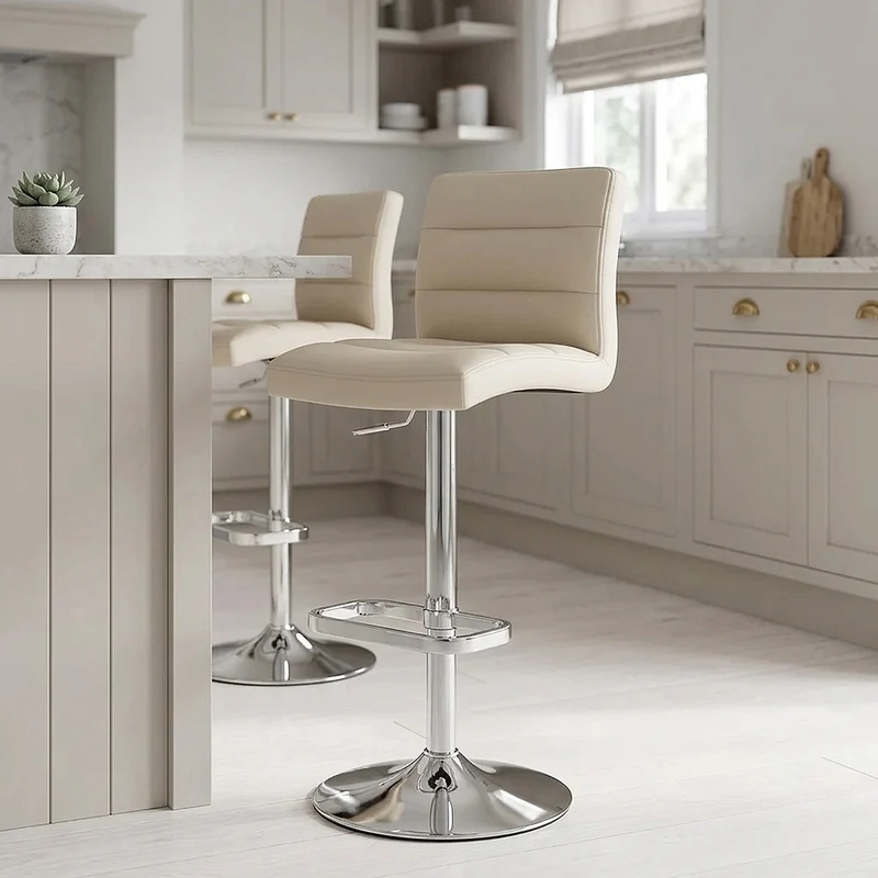 Sgabello Ecopelle Cromato - Lush Crema