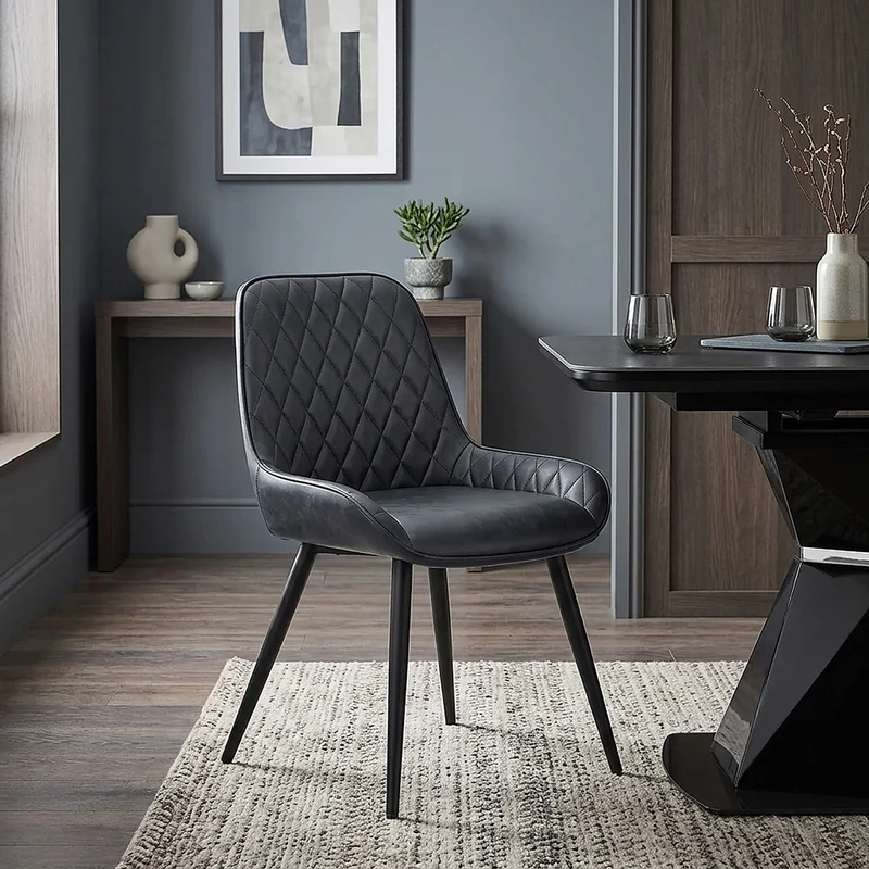 Sedia da pranzo Ecopelle Anticata - Lincoln Blu Scuro