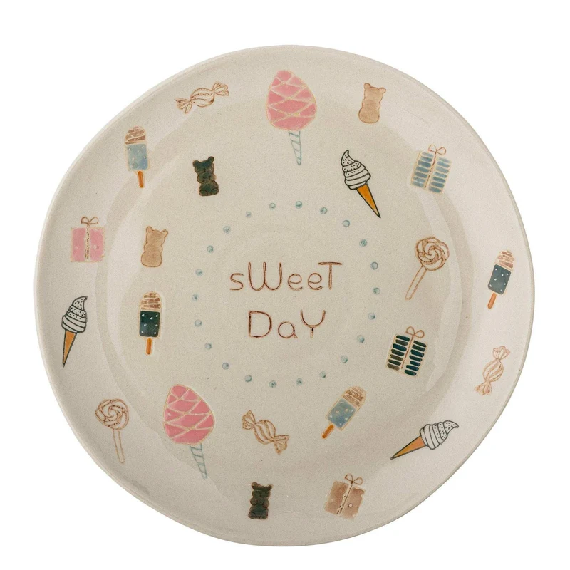 Sweets bord aardewerk multicolor 24cm