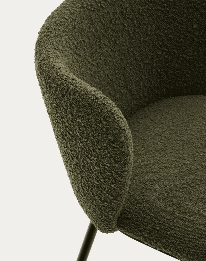 Sedia Ciselia in shearling verde e acciaio beige FSC Mix Credit