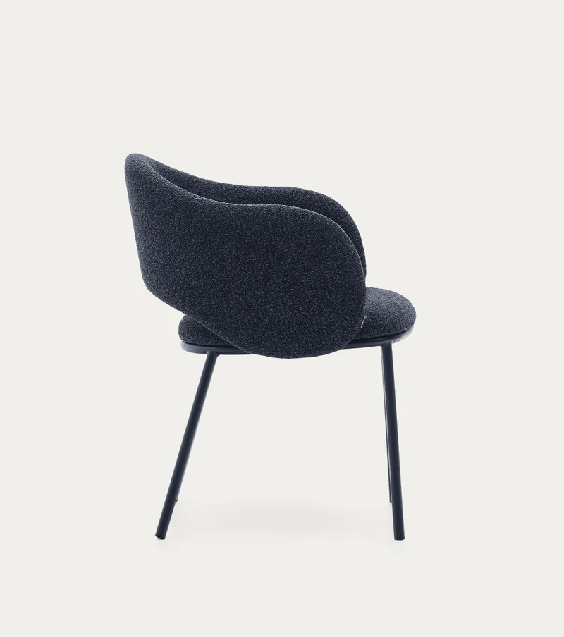 Sedia Maina in ciniglia spessa blu e gambe in acciaio con finitura blu FSC Mix Credit