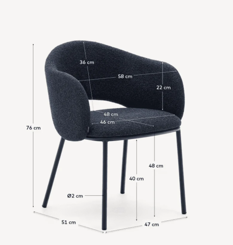 Sedia Maina in ciniglia spessa blu e gambe in acciaio con finitura blu FSC Mix Credit