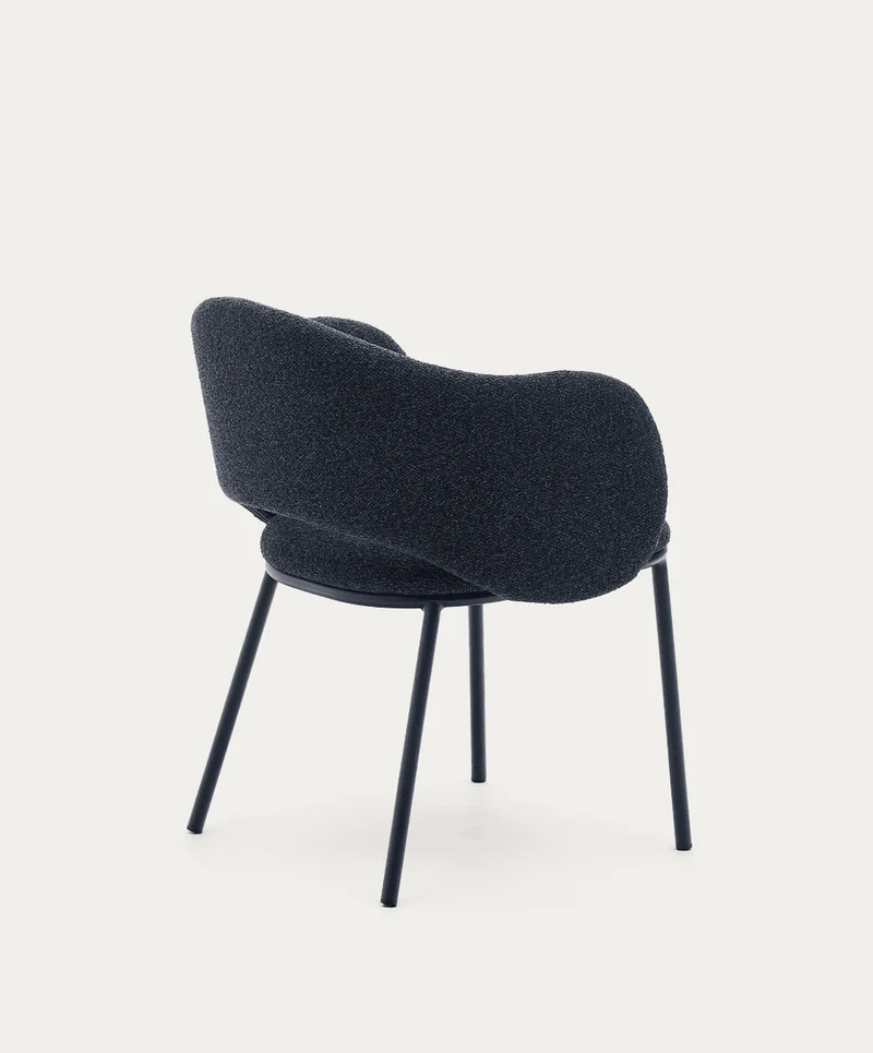 Sedia Maina in ciniglia spessa blu e gambe in acciaio con finitura blu FSC Mix Credit