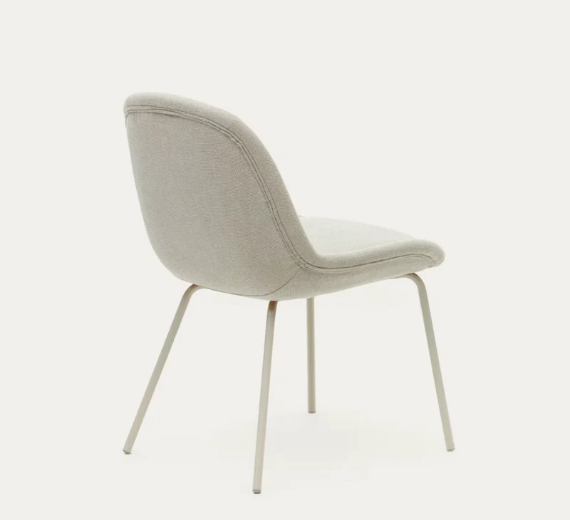 Sedia AIMIN in ciniglia beige e gambe in acciaio verniciato beige opaco FSC