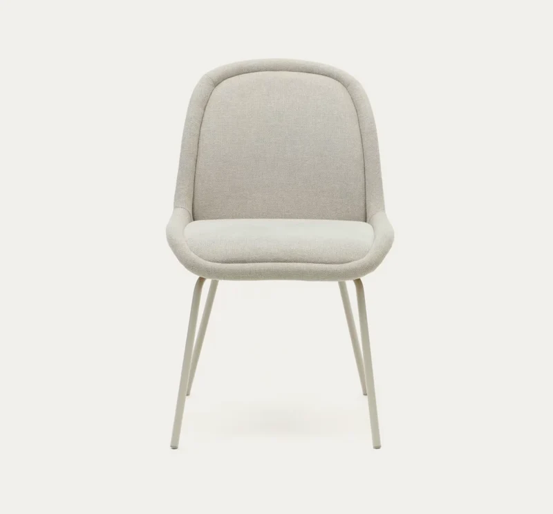 Sedia AIMIN in ciniglia beige e gambe in acciaio verniciato beige opaco FSC