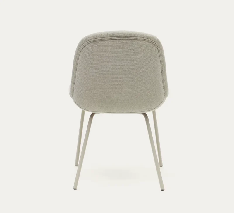 Sedia AIMIN in ciniglia beige e gambe in acciaio verniciato beige opaco FSC
