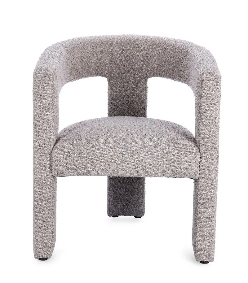 Poltroncina DUDE' 3 gambe in tessuto bouclè grigio