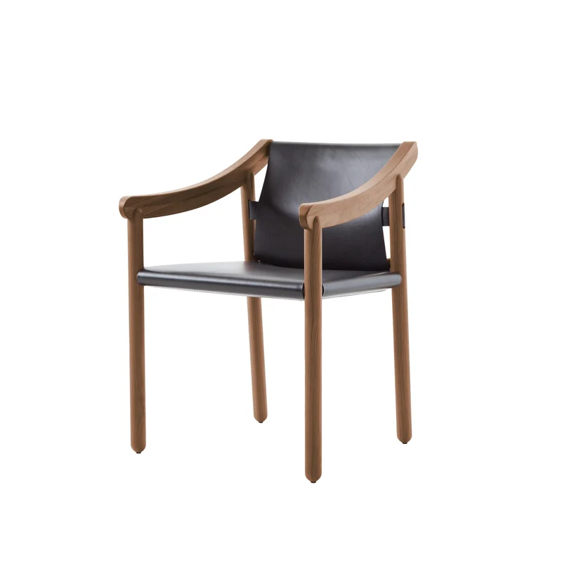 Wood and Saddle Leather Chair 905, designed by Vico Magistretti for Cassina