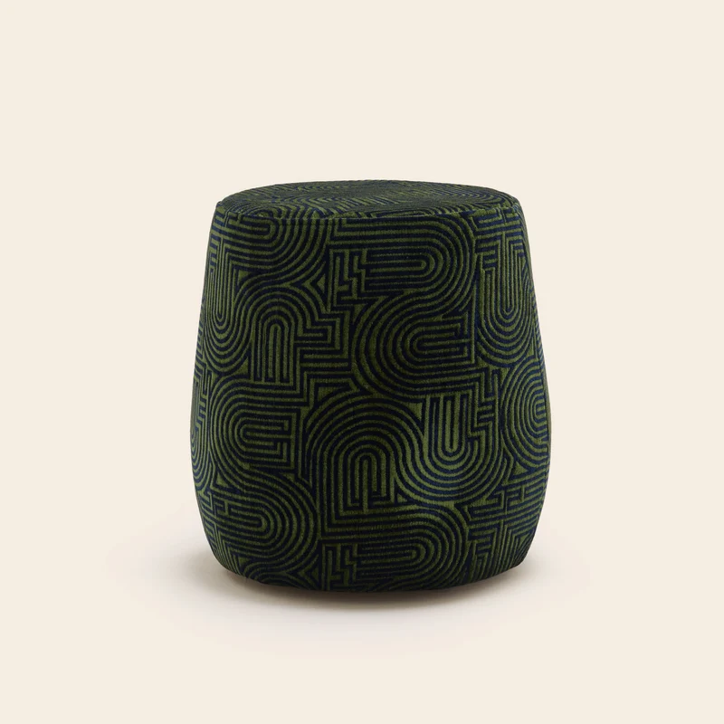 Pouf LEAH klark bleu nuit et vert olive