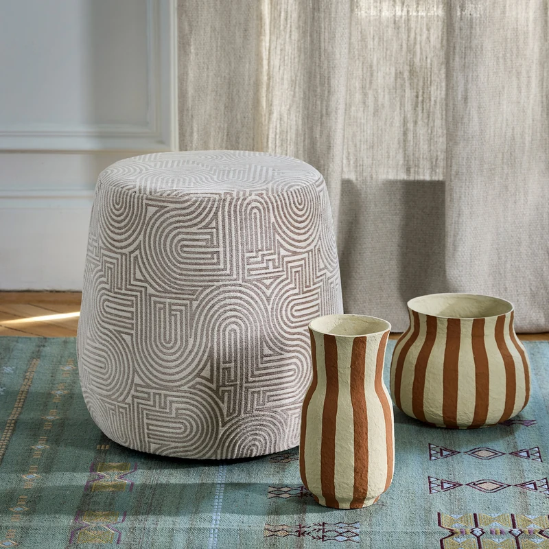 Pouf LEAH klark ivoire et taupe
