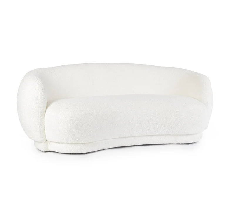 Divano 2 posti Gwineth in bouclè bianco 191x93cm