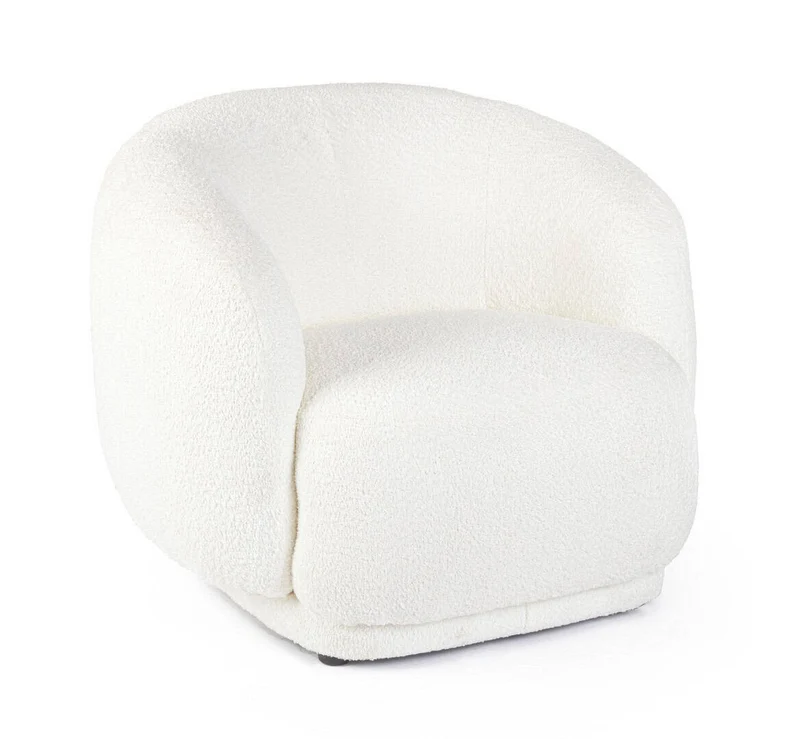 Poltrona Gwineth in bouclè Bianco