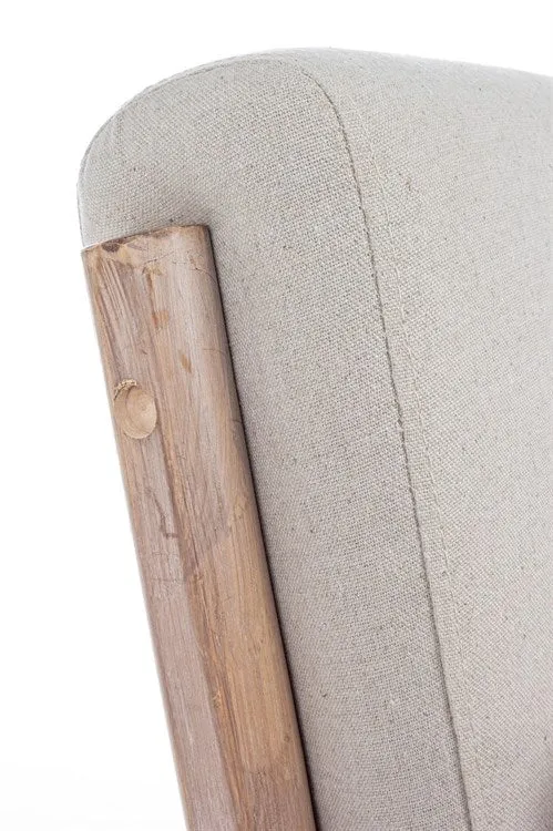 Poltrona Portogallo in tessuto sabbia e struttura in legno 66x85cm