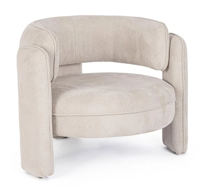 Poltrona designer Asia in velluto beige
