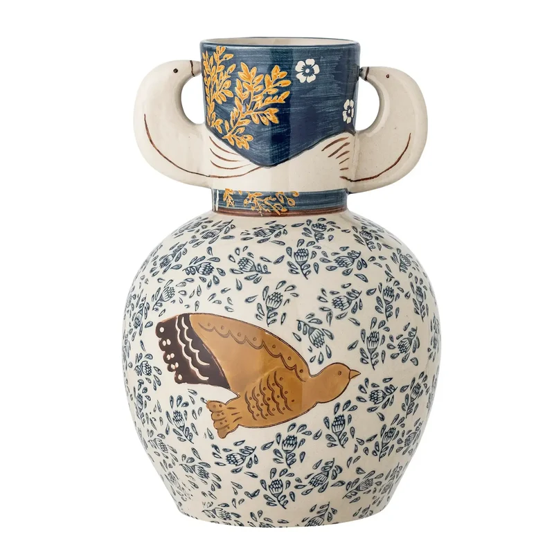 Vaas aardewerk blauw Hezha