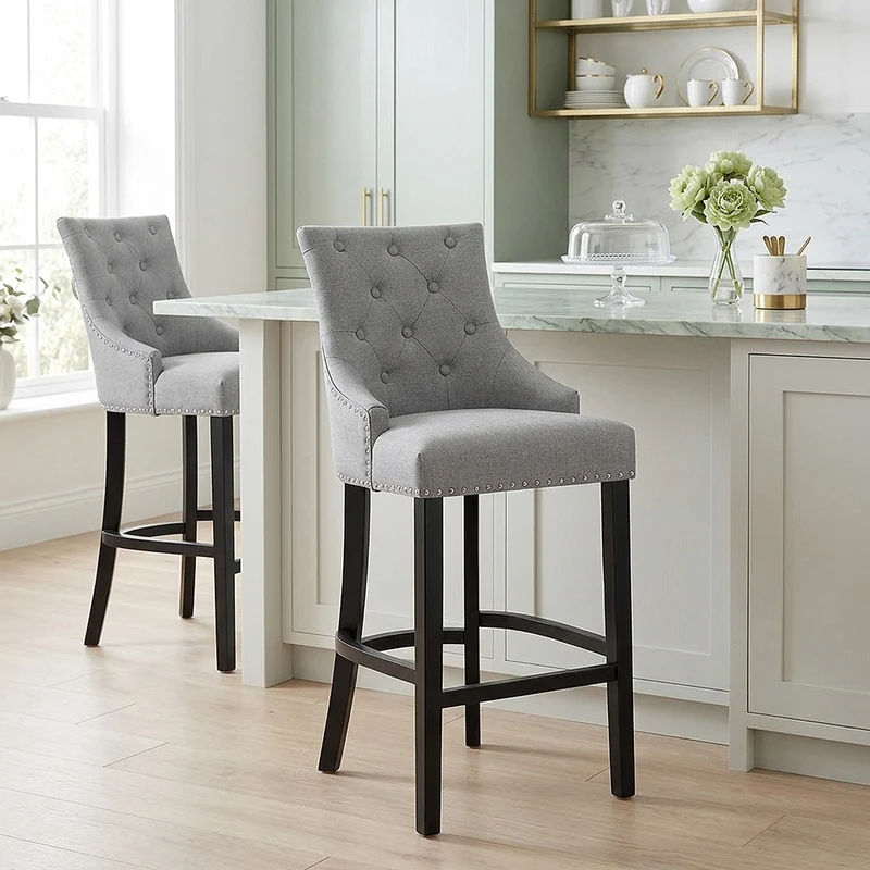 Sgabello Tessuto Legno - Ascot Grigio