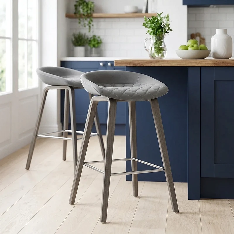 Sgabello Velluto Legno - Epic Grigio