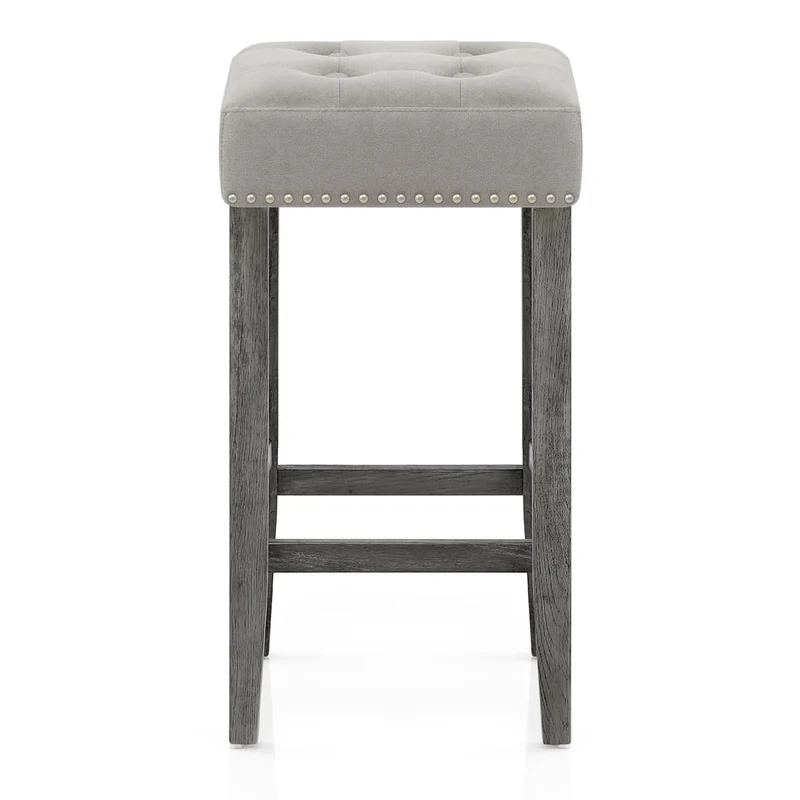 Sgabello Velluto Legno - Dove Grigio