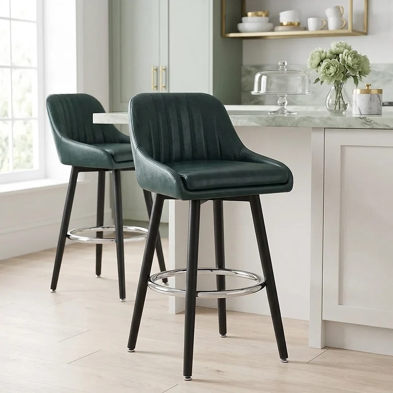 Sgabello Ecopelle Antica Legno - Hamilton Verde
