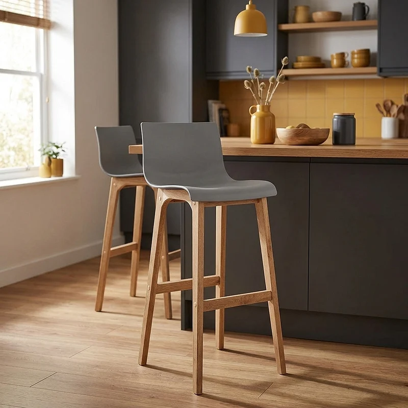 Sgabello Resina Legno - Drift ABS Grigio scuro