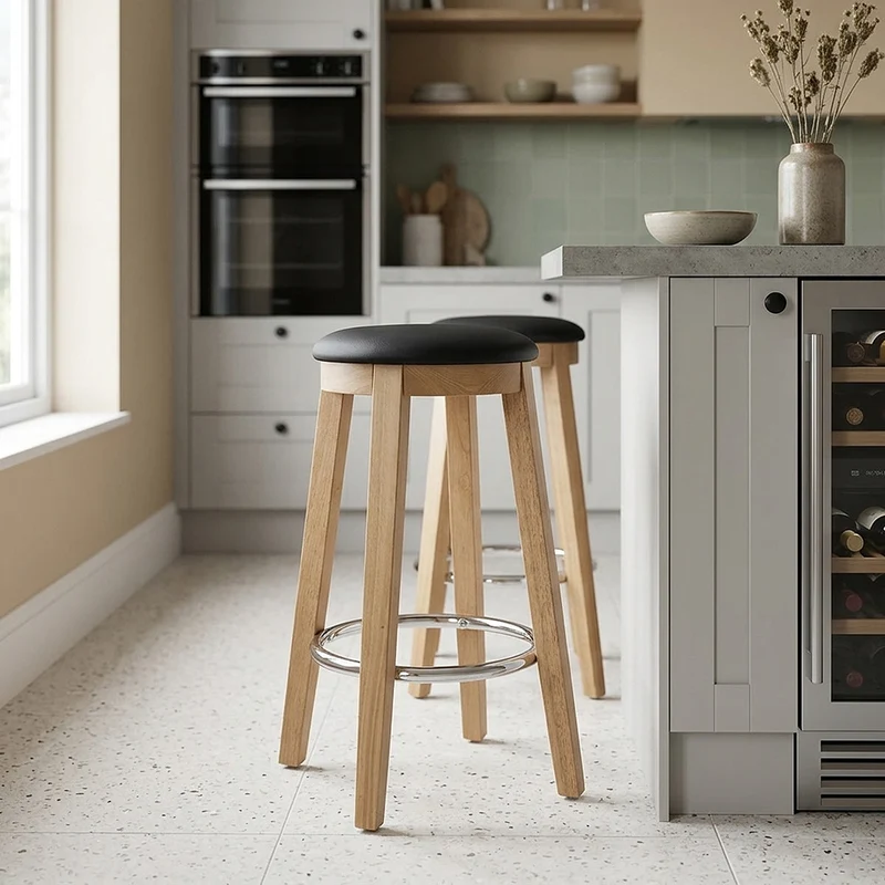 Sgabello Ecopelle Rovere - Ikon Nero