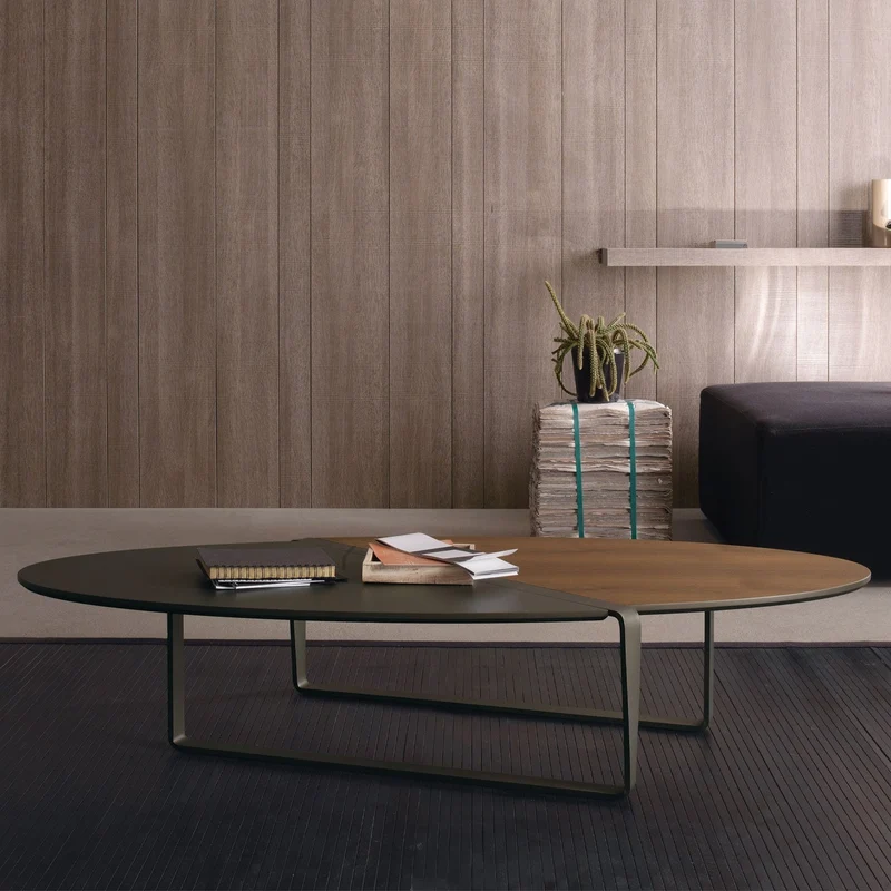 Smart Oval Wood & Ceramic Coffee Table by Compar