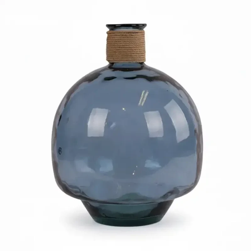Vaas Valencia gerecycled glas blauw Ø34x40cm