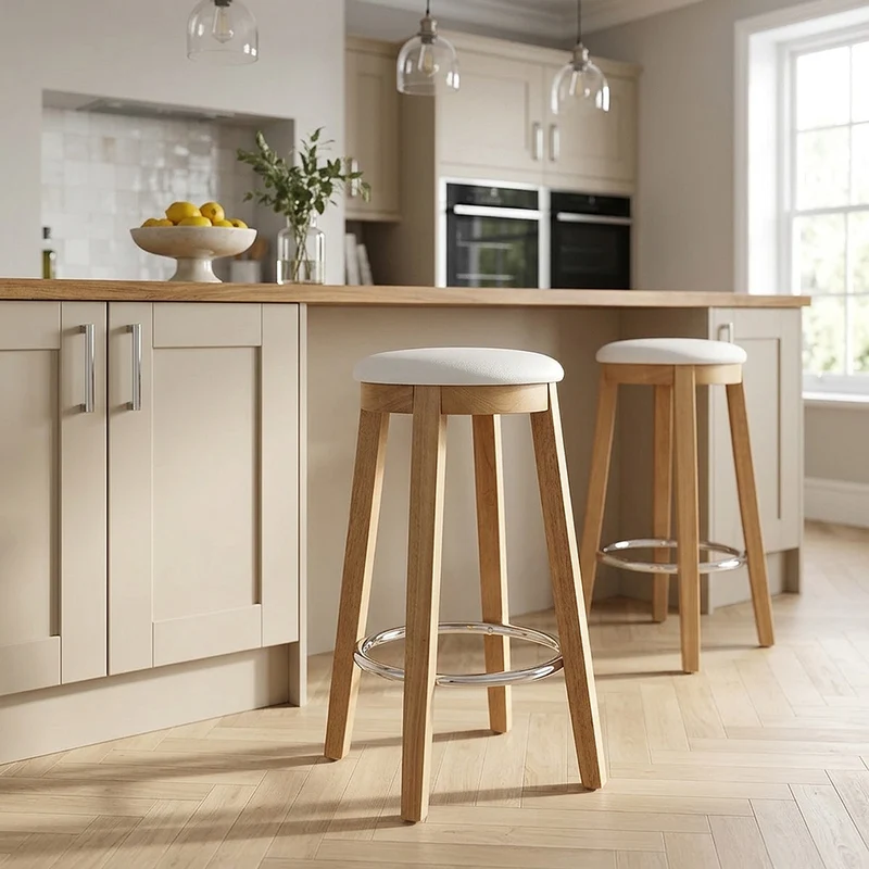 Sgabello Ecopelle Rovere - Ikon Bianco