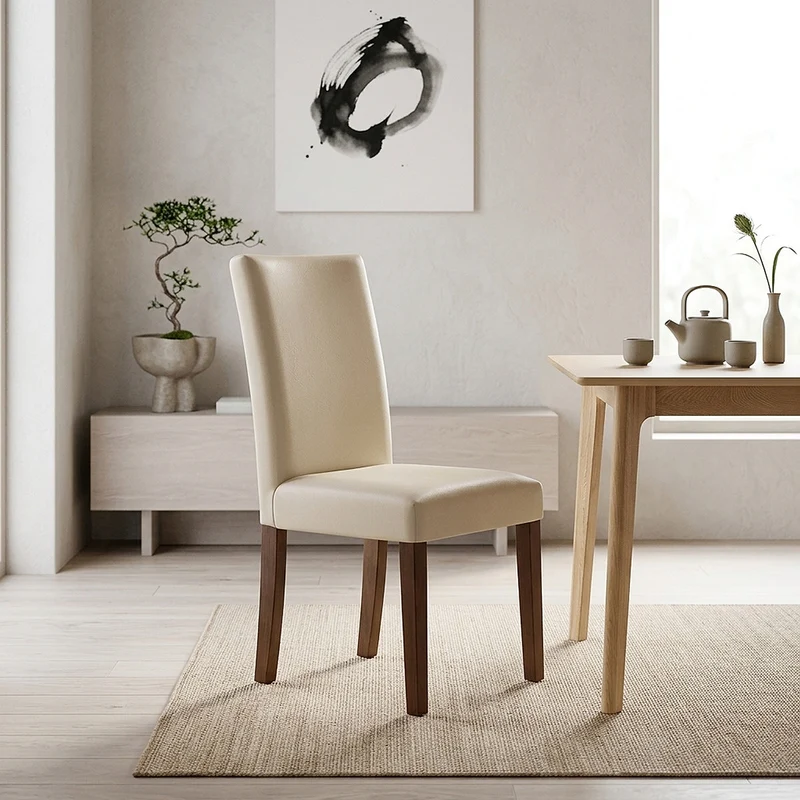 Sedia Pelle rigenerata Legno - Chicago Noce Crema