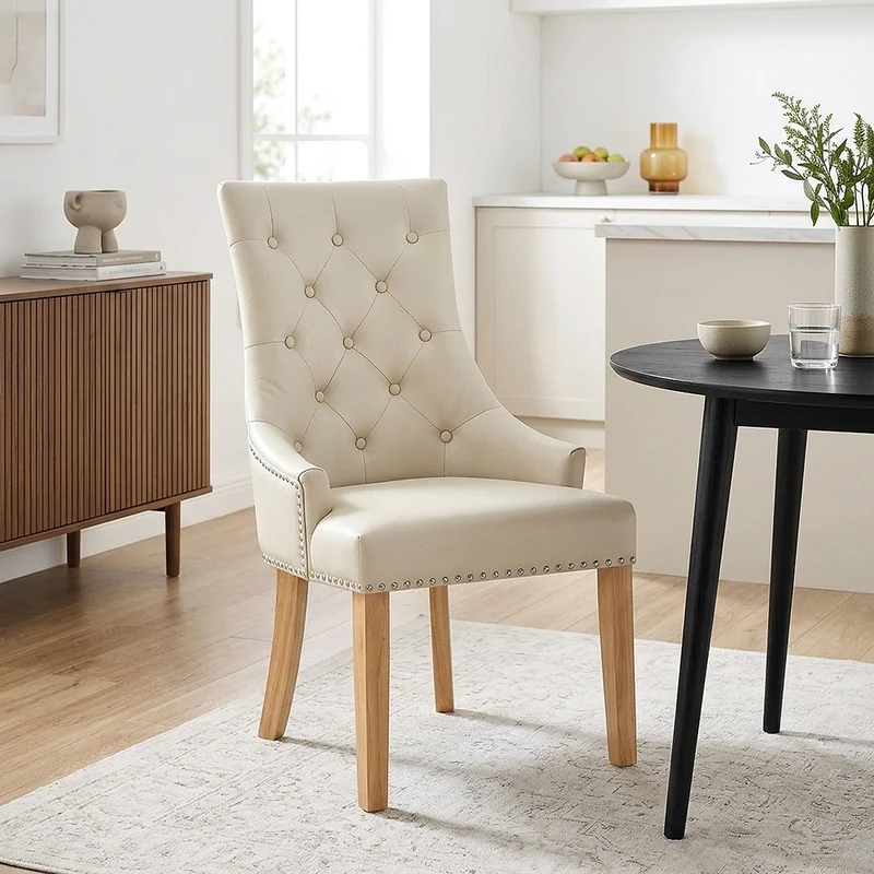Sedia Pelle Rigenerata Quercia - Ascot Crema