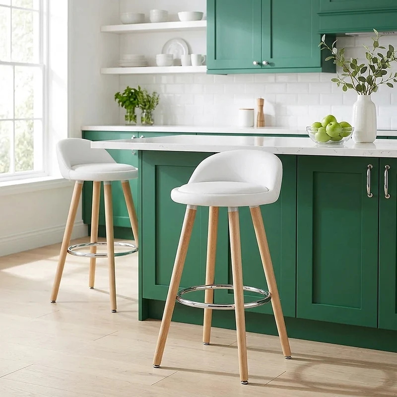Sgabello Ecopelle Legno - Jive Bianco