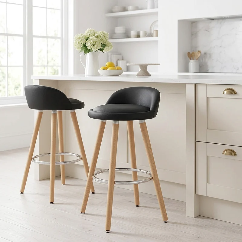 Sgabello Ecopelle Legno - Jive Nero
