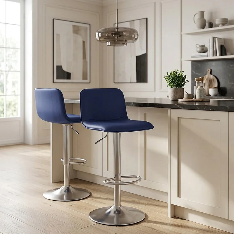 Sgabello Ecopelle Satinato - Cape Blu
